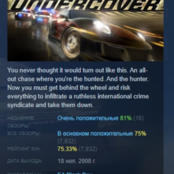Need for Speed Undercover STEAM GIFT РОССИЯ СНГ