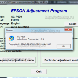 Adjustment program Epson SC-P600 сброс памперса
