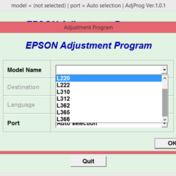 Аджасмент EPSON L130L132 L220L222L310L312L362L365L366