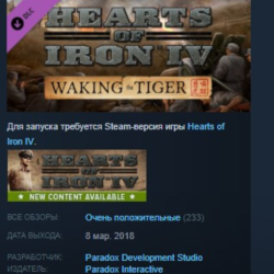 Hearts of Iron IV Waking the Tiger STEAM KEY РФ СНГ ЛИЦЕНЗИЯ СТИМ КЛЮЧ