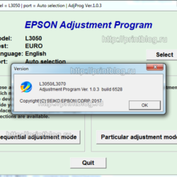 EPSON L3050, L3070 Adjustment program (сброс памперса)