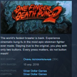 One Finger Death Punch 2 STEAM KEY REGION GLOBAL РОССИЯ ЛИЦЕНЗИЯ
