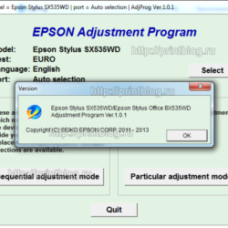 Adjustment program Epson SX535WD Office BX535WD (Сброс)
