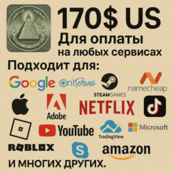US КАРТА 170$ для Google/Apple/PayPal и др   USD