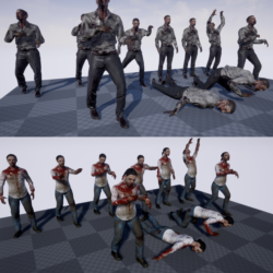 NPC зомби мужчина, женщина UE4