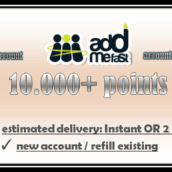 Addmefast Aккаунт: 10,000 Поинтов (Новый/Пополнение)