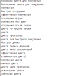 Ключевые слова по теме диеты-похудение 25400 слов