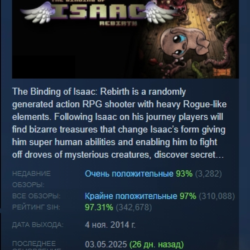 The Binding of Isaac: Rebirth АВТОДОСТАВКА STEAM GLOBAL МГНОВЕННО ЛИЦЕНЗИЯ