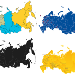 Карта России с регионами в векторе
