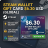Steam Wallet Gift Card $6.3 USD (Global)