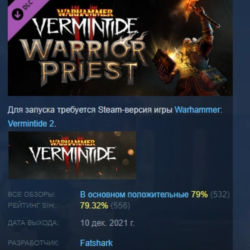 Warhammer: Vermintide 2 - Warrior Priest Career DLC AUTODELIVERY STEAM РОССИЯ
