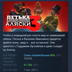 Петька и Василий Иванович 3: Возвращение Аляски. Перезагрузка АВТОДОСТАВКА STEAM GLOB