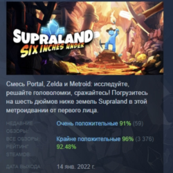 Supraland Six Inches Under АВТОДОСТАВКА STEAM GLOBAL МГНОВЕННО ЛИЦЕНЗИЯ