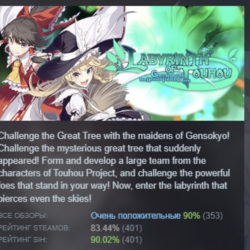 LABYRINTH OF TOUHOU - GENSOKYO AND THE HEAVEN-PIERCING TREE АВТОДОСТАВКА STEAM GLOBAL