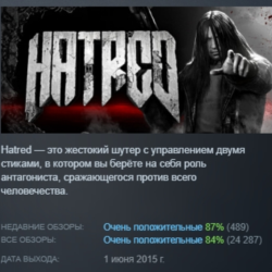 Hatred АВТОДОСТАВКА STEAM GLOBAL МГНОВЕННО ЛИЦЕНЗИЯ