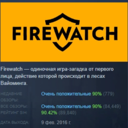 Firewatch АВТОДОСТАВКА STEAM GLOBAL МГНОВЕННО ЛИЦЕНЗИЯ