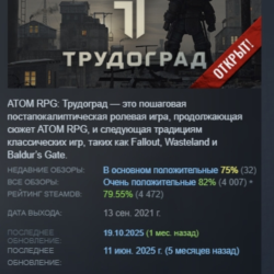 ATOM RPG Trudograd АВТОДОСТАВКА STEAM GLOBAL МГНОВЕННО ЛИЦЕНЗИЯ