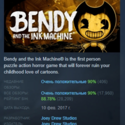 Bendy and the Ink Machine АВТОДОСТАВКА STEAM GLOBAL МГНОВЕННО ЛИЦЕНЗИЯ