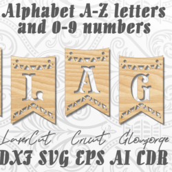 Алфавит Флаги буквы a-z, цифры 0-9 для лазерной резки