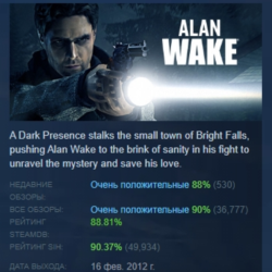 Alan Wake АВТОДОСТАВКА STEAM GLOBAL МГНОВЕННО ЛИЦЕНЗИЯ