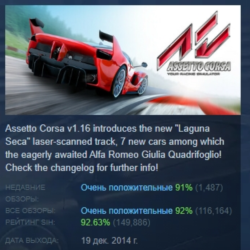 Assetto Corsa АВТОДОСТАВКА STEAM GLOBAL МГНОВЕННО ЛИЦЕНЗИЯ