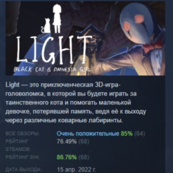 LIGHT：Черная кошка и девушка-амнезия АВТОДОСТАВКА STEAM GLOBAL МГНОВЕННО ЛИЦЕНЗИЯ