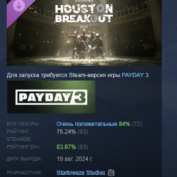 PAYDAY 3: Houston Breakout Heist АВТОДОСТАВКА STEAM РОССИЯ