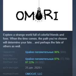 OMORI АВТОДОСТАВКА STEAM GLOBAL МГНОВЕННО ЛИЦЕНЗИЯ