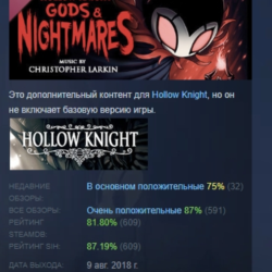 Hollow Knight - Gods & Nightmares DLC АВТОДОСТАВКА STEAM РОССИЯ