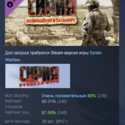 Syrian Warfare: Return to Palmyra DLC АВТОДОСТАВКА STEAM РОССИЯ