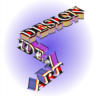3D текст "DESIGN IDEA ART" в изометрии.