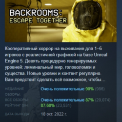 Backrooms: Escape Together АВТОДОСТАВКА STEAM GLOBAL МГНОВЕННО ЛИЦЕНЗИЯ