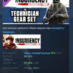 Insurgency: Sandstorm - Technician Gear Set DLC AUTODELIVERY STEAM РОССИЯ
