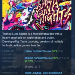 Touhou Luna Nights АВТОДОСТАВКА STEAM GLOBAL МГНОВЕННО ЛИЦЕНЗИЯ