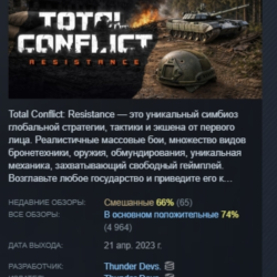 Total Conflict: Resistance АВТОДОСТАВКА STEAM GLOBAL МГНОВЕННО ЛИЦЕНЗИЯ