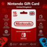 Nintendo Gift Card (Великобритания) 15–100 GBP | Код пополнения Nintendo