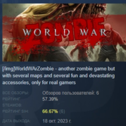 World war zombie АВТОДОСТАВКА STEAM GLOBAL МГНОВЕННО ЛИЦЕНЗИЯ