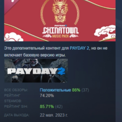 PAYDAY 2: Chinatown Music Pack DLC АВТОДОСТАВКА STEAM РОССИЯ