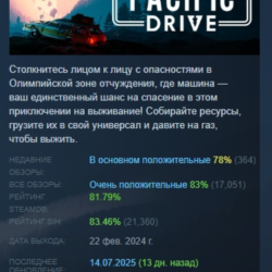 Pacific Drive АВТОДОСТАВКА STEAM GLOBAL МГНОВЕННО ЛИЦЕНЗИЯ