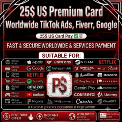 25$ US Premuim Card Worldwide Tiktok Ads fiverr google