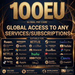 100$ Card Global  PAY IN ANY Services any Subscriptions