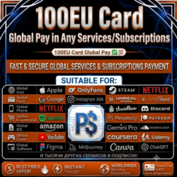 100EU Card Global  Pay in Any Services/Subscriptions