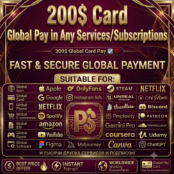200$Card Global  Pay in Any Services/Subscriptions