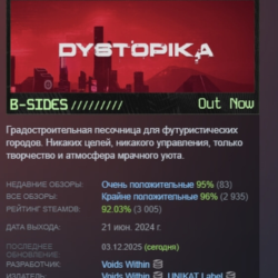 Dystopika АВТОДОСТАВКА STEAM GLOBAL МГНОВЕННО ЛИЦЕНЗИЯ