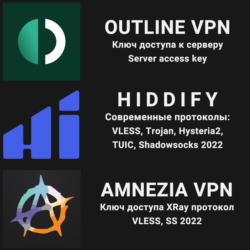 2, 6 мес | Outline Hiddify Amnezia | Hysteria,VLESS,SS
