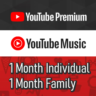 YouTube Premium Music Семейная Индивидуальная подписка