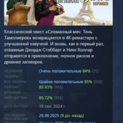 Сломанный меч – Тень Тамплиеров: Перекованное издание АВТОДОСТАВКА STEAM GLOBAL МГНОВ