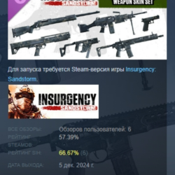 Insurgency: Sandstorm - Night Raven Weapon Skin Set DLC AUTODELIVERY STEAM РОССИЯ