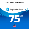 Карта PlayStation PSN 75 USD США  КОД ПОПОЛНЕНИЯ