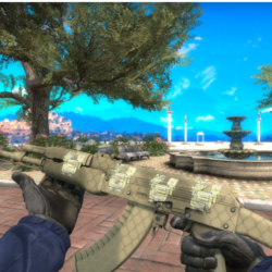 AK-47 | Safari Mesh С 4 СЛУЧАЙНЫМИ НАКЛЕЙКАМИ